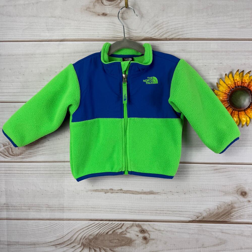 The North Face Infant Baby Denali Fleece Jacket Full Zip Green Blue 6-12‎ Months